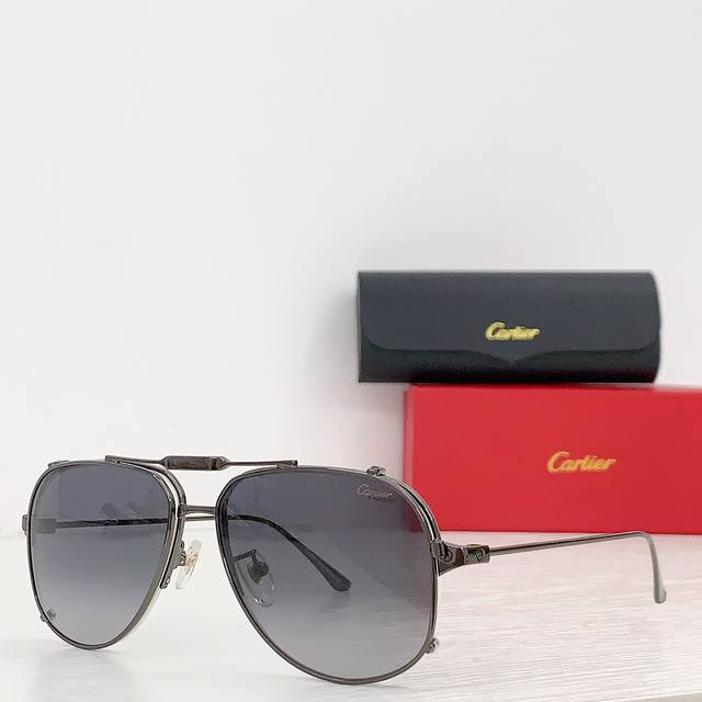 Cartier 卡地亚官网原版一比一 太阳套片 一镜两用 Model: Santos De Cartier Size 57口15-140 眼镜墨镜太阳镜