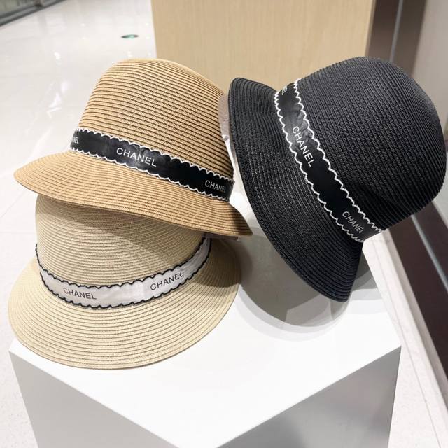 Chanel香奈儿名媛风草帽 高级进口细草制作 头围57Vm帽子渔夫帽棒球帽针织帽