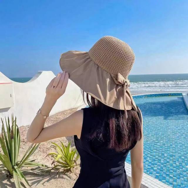 Dior 迪奥 大沿帽女夏天uv防紫外线黑胶透气镂空帽顶遮阳帽百搭可折叠太阳帽