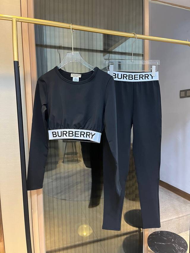 Burberry巴宝莉新款高弹力健身瑜伽服运动套装 修身提臀显瘦打底裤脚 码数 Sm L Xl