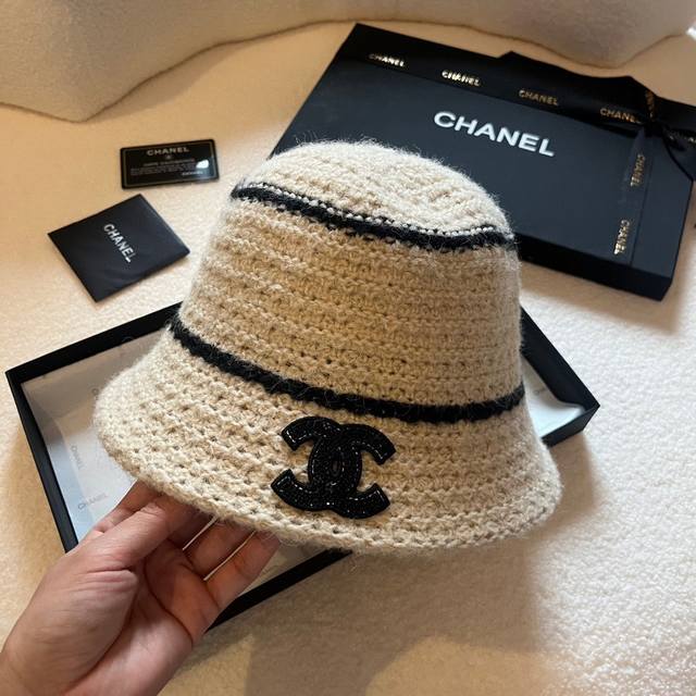 Chanel香奈儿针织渔夫帽 黑 米两色 头围57Cm