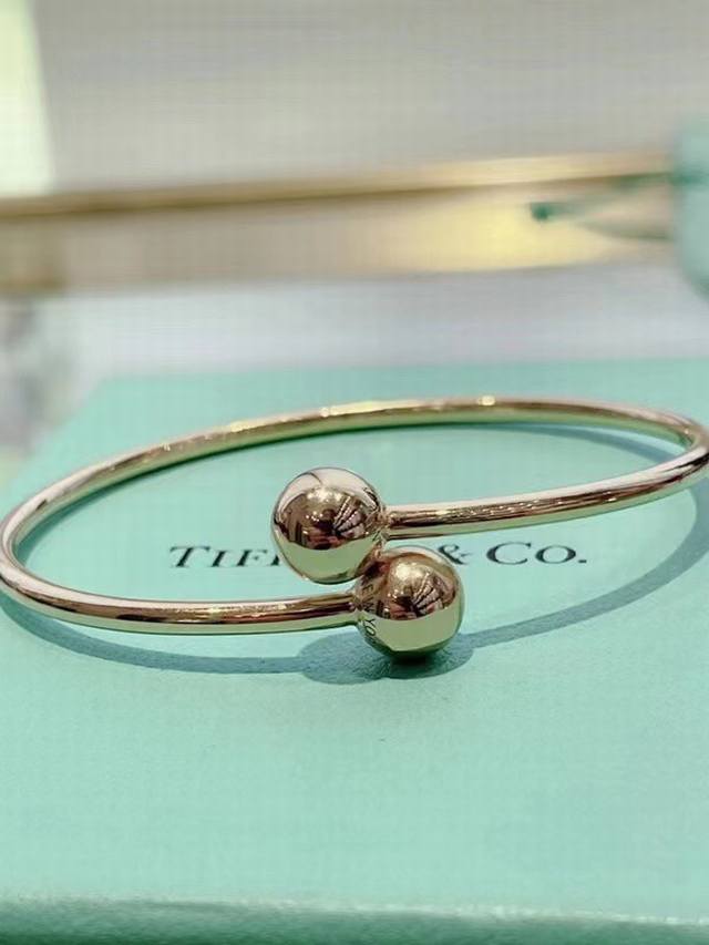 Tiffany 球形 环绕式手环 925通体纯银电镀 18K金 光面圆球 戴上美美哒