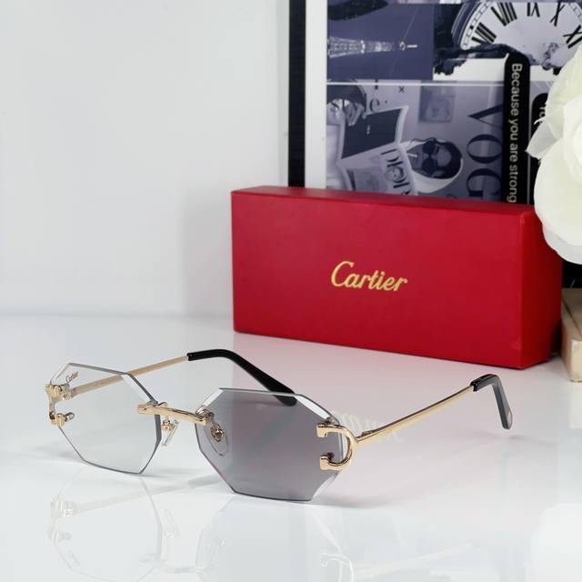 Cartier Model Ct0092 Size:55口18 平光变色镜片 30眼镜墨镜太阳镜
