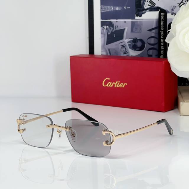 Cartier Model Ct0092 Size:55口18 平光变色镜片 30眼镜墨镜太阳镜