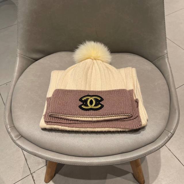 Chanel香奈儿2023秋冬新款羊毛套装 帽子围巾 百分百羊毛面料帽子渔夫帽棒球帽针织帽
