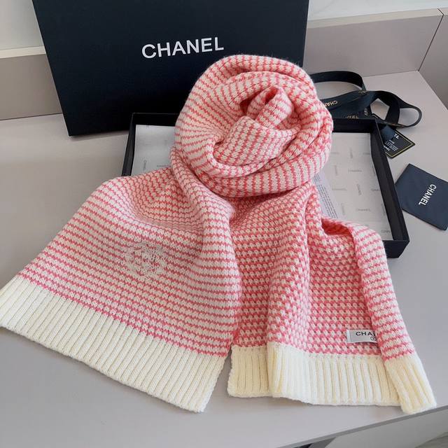 Chanel香奈儿针织围巾 官方款 双面羊毛 规格190x35 Ddd