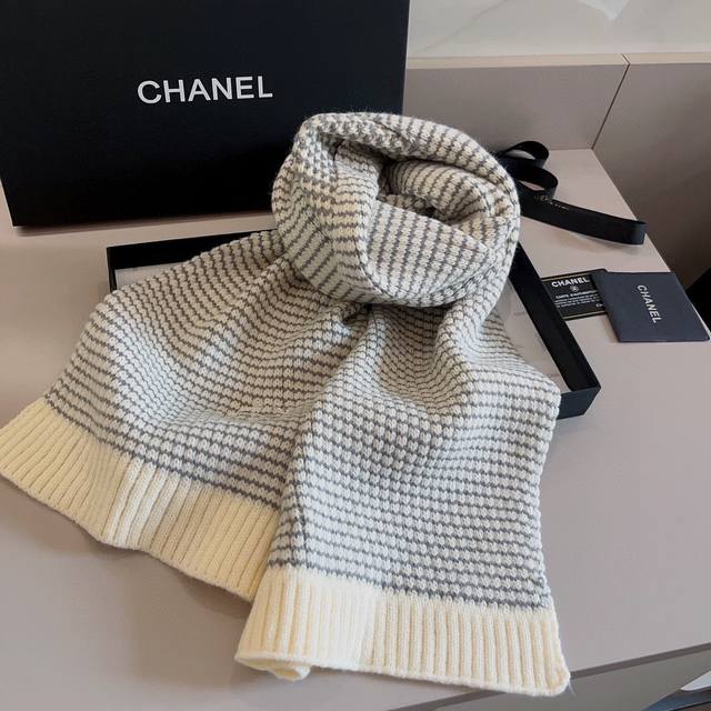 Chanel香奈儿针织围巾 官方款双面针织围巾 规格178x30 Ddd