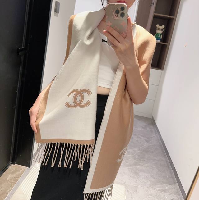 Chanel香奈儿 24B三色齐，2024新款羊毛围巾原版工艺 专柜购入打版，1:1复刻，商标吊牌齐全